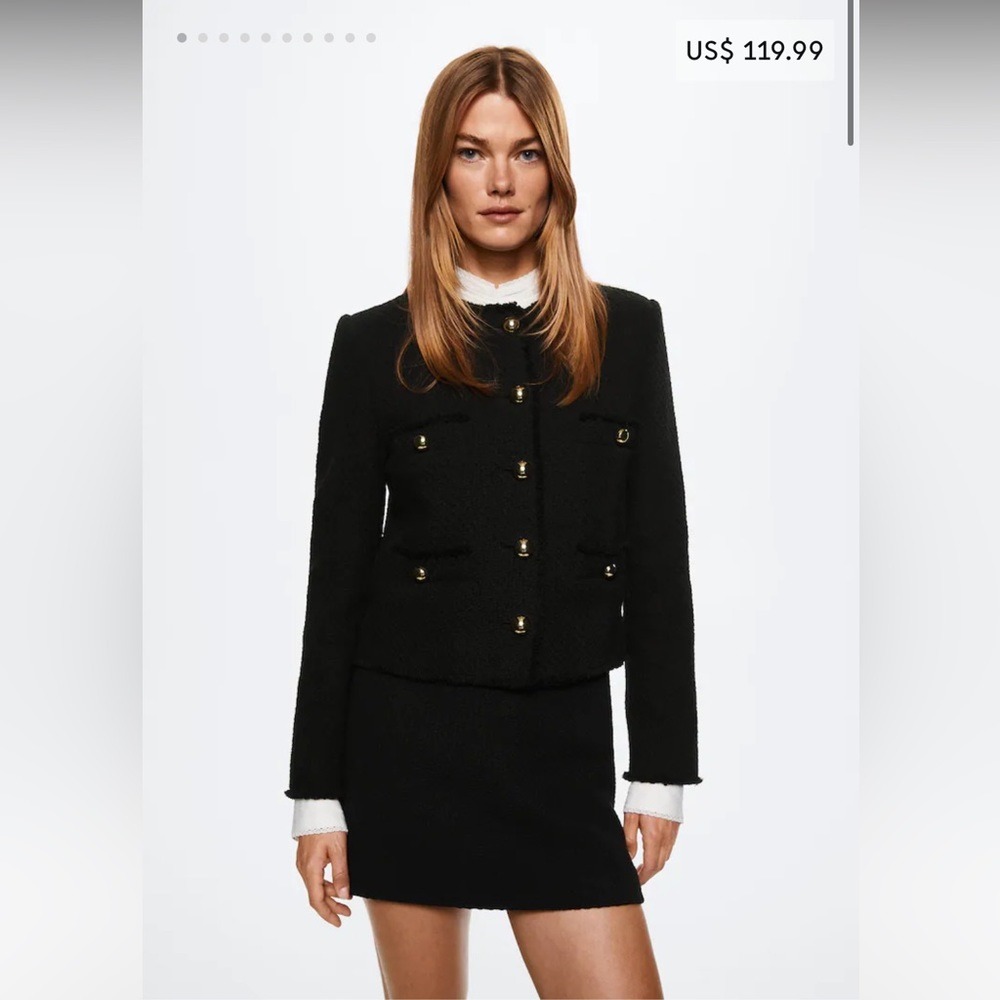 MANGO Pocket tweed button jacket NWT